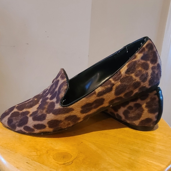 Nine West faux leopard fur loafer flat 8M animal print - Picture 4 of 7